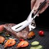 1pc Stainless Steel Steak Clamps; Kitchen Barbecue Food Flipping Spatula Tongs Clip For Burgers BBQ Pizza Pies Fish; Kitchen Bread Tongs
