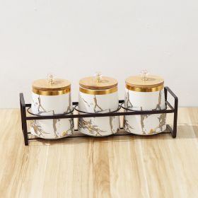 Nordic Ceramic Seasoning Jar Household Kitchen Sealed Jar Multigrain Storage Tank (Color: Black)