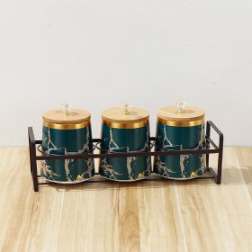 Nordic Ceramic Seasoning Jar Household Kitchen Sealed Jar Multigrain Storage Tank (Color: Green)