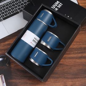 1pc/1Set Stainless Steel Thermal Cup; With Gift Box Set; Double Layer Leakproof Insulated Water Bottle; Keeps Hot And Cold Drinks For Hour (Color: Blue + Gift Box + 2 Cup Covers)